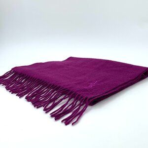 H13275 Saint Laurent purple logo letter embroidery wool tassel scarf 165*32cm